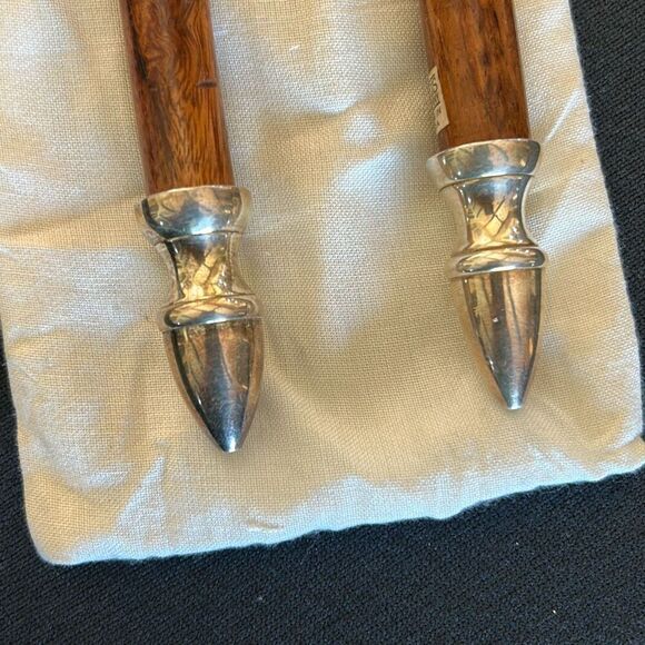 Silver Plate & Wood Handled Salad Set - Picture 4 of 5